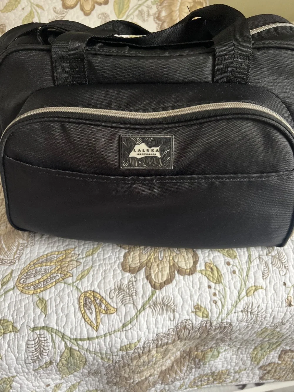 LALUKA Black Diaper Bag With Travel Bassinet Portable Baby Bed